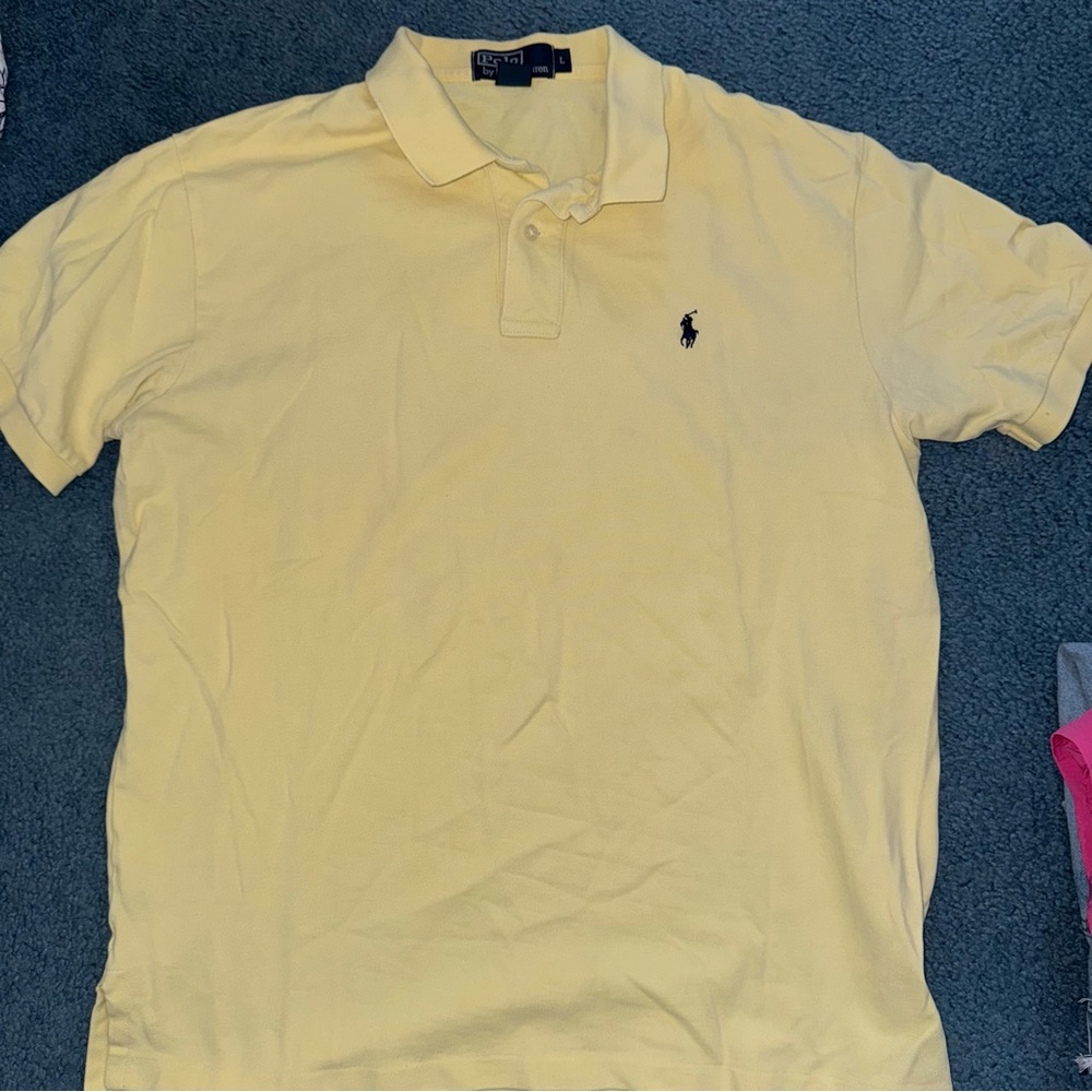 🟣4/$20 Polo Ralph Lauren Polo Shirt Short Sleeve Yellow L
